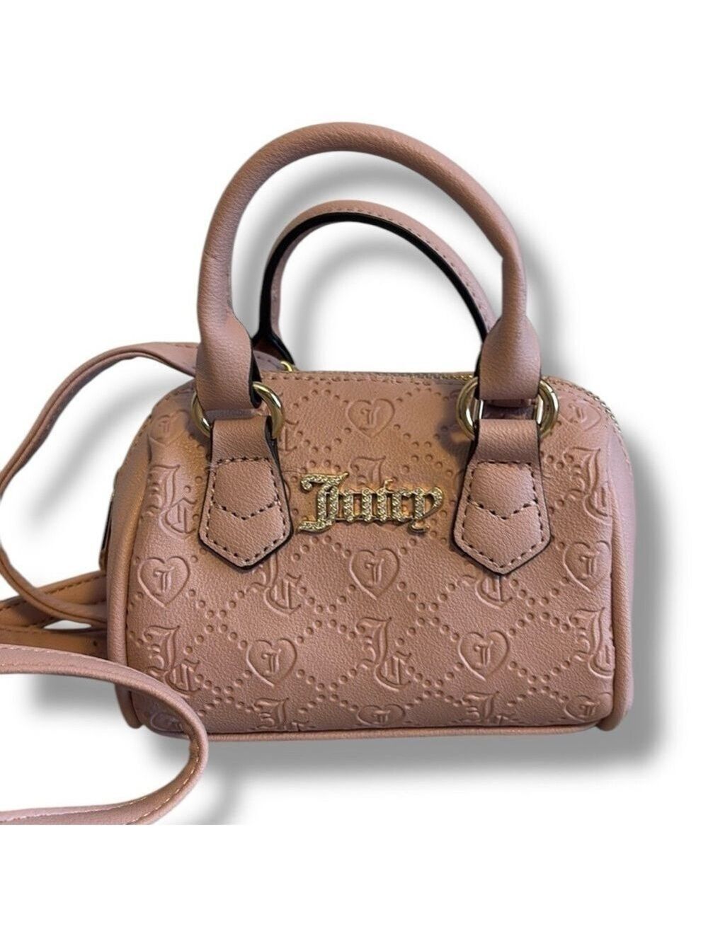 Juicy Couture Logo Crossbody Mini Gold Sparkly Accent Pink New